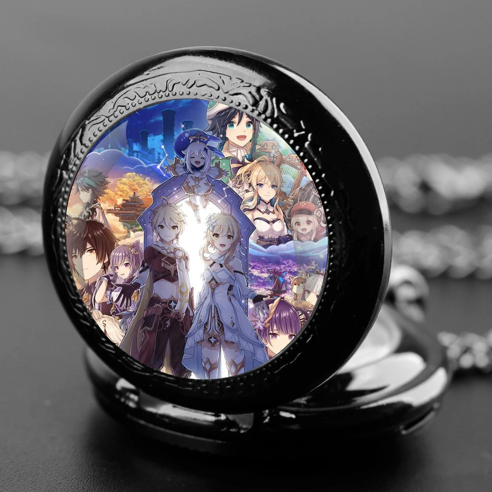 Cartoon Game Vintage Quartz Pocket Chain Watch Necklace Watches For Men Kids Birthday Unique Gifts Mens Pocket Watches