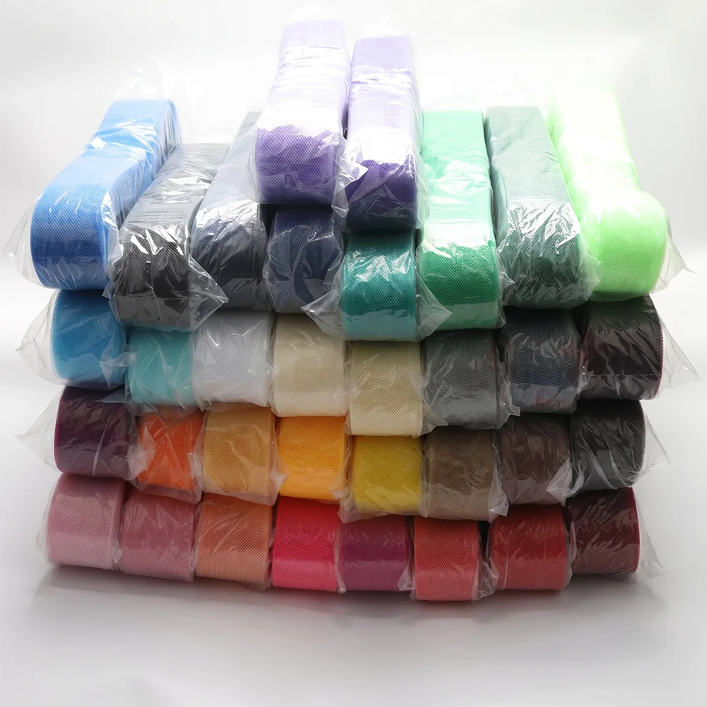 Stiff Polyester Horsehair Braid Crinoline Mesh, Sew‑in Boning Trim, Multiple‑Color Hard Netting for Wedding Bridal Gown, Dance C