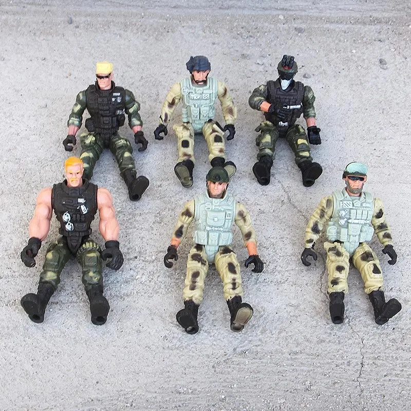 

6pcs/lot Special Troops Soldiers Models with Joint Movable with Weapons Figures American Privates Modern Toy Kids Xmas Gift