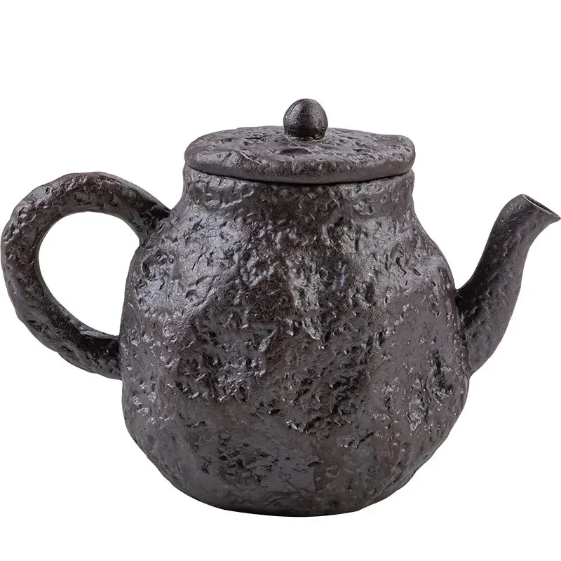 Rock Mine Handmade Teapot Household Single Pot Chinese Crude Pottery With Filter Kung Fu Tea Set Wood Burning Antique Tea Set