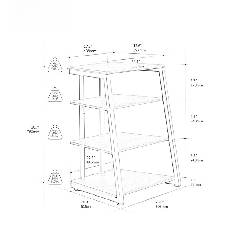 Professional audio power amplifier cabinet, living room meeting room equipment cabinet multi-layer bracket