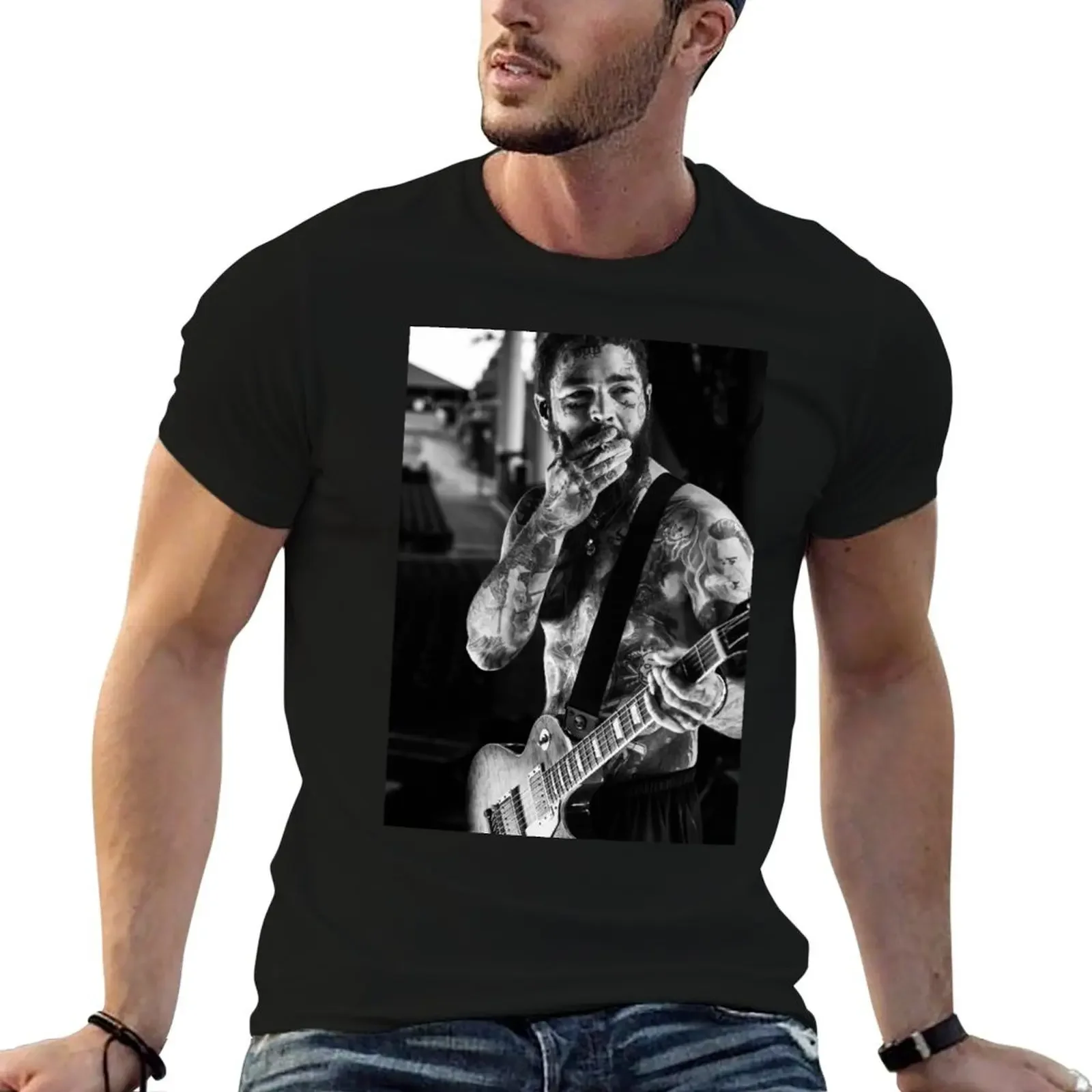 Guitar, cigaret and Malone T-Shirt for a boy designer shirts tee shirts for men