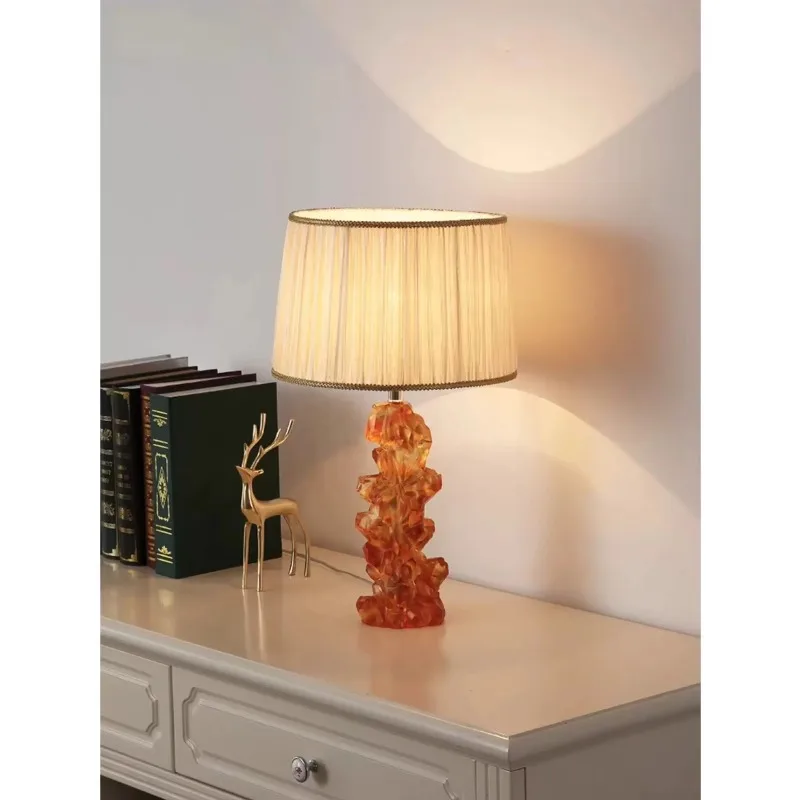 Handmade glass table lamp Multi-color lamp body fabric lampshade Modern high-quality indoor art table lamp
