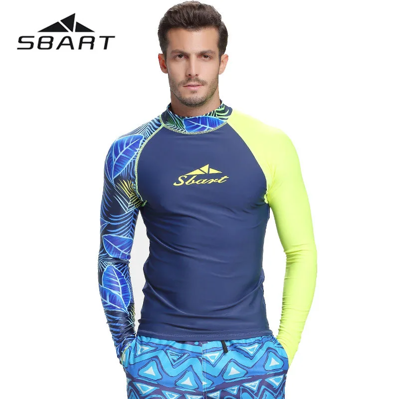 Sbart Men's Swimwear Rash Guard Surfing Diving Suits Swimwear Suit Swim Float Suit Tops UV Swimming RashGuard Prevent Jellyfish