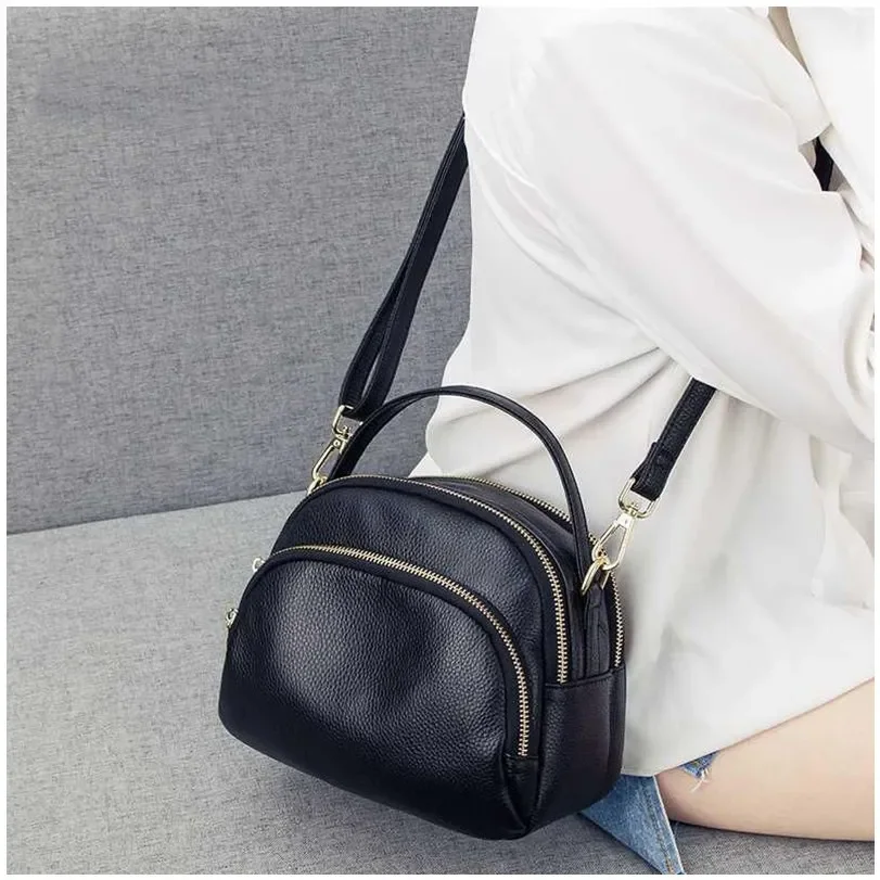 Bolso de hombro de cuero suave de PU multicapa para mujer, bolso de mensajero de moda, bolso de diseñador