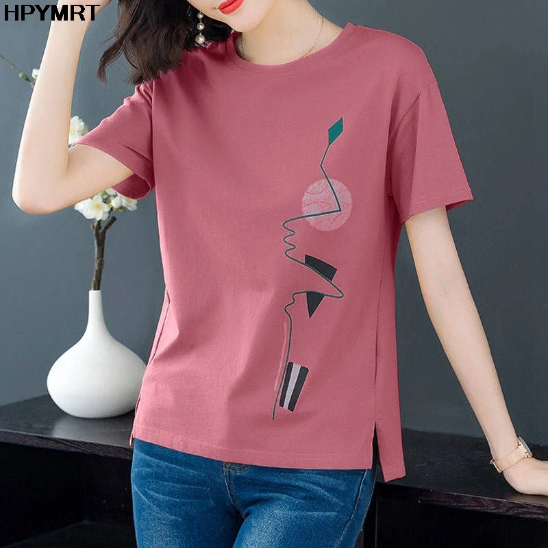 2020 New Cotton T Shirt Women Fashion O Neck Short Sleeve TShirt Top Summer Loose Korean Style t-shirt female Clothes Large Size