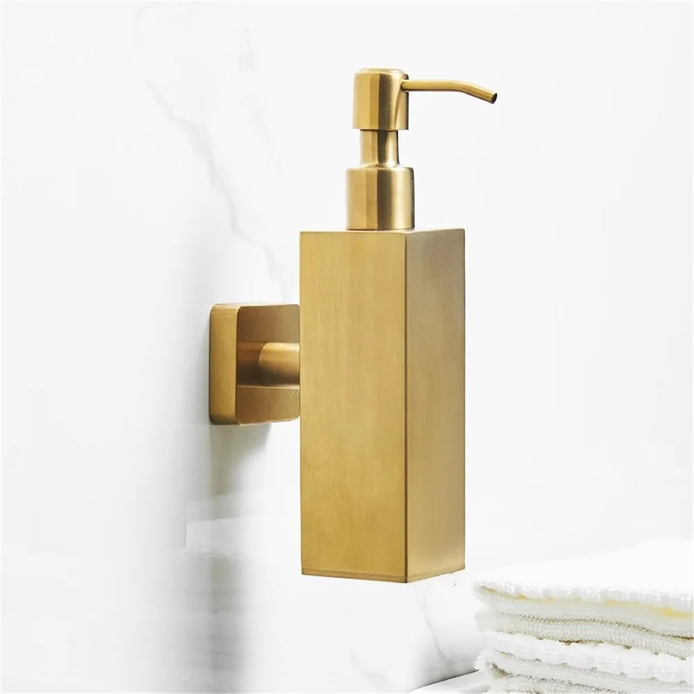 Brush Gold Soap Dispenser Wall mount SUS304 bathroom Hand Liquid Soap Dispenser/kitchen soap dispenser Bathroom Shampoo bottles