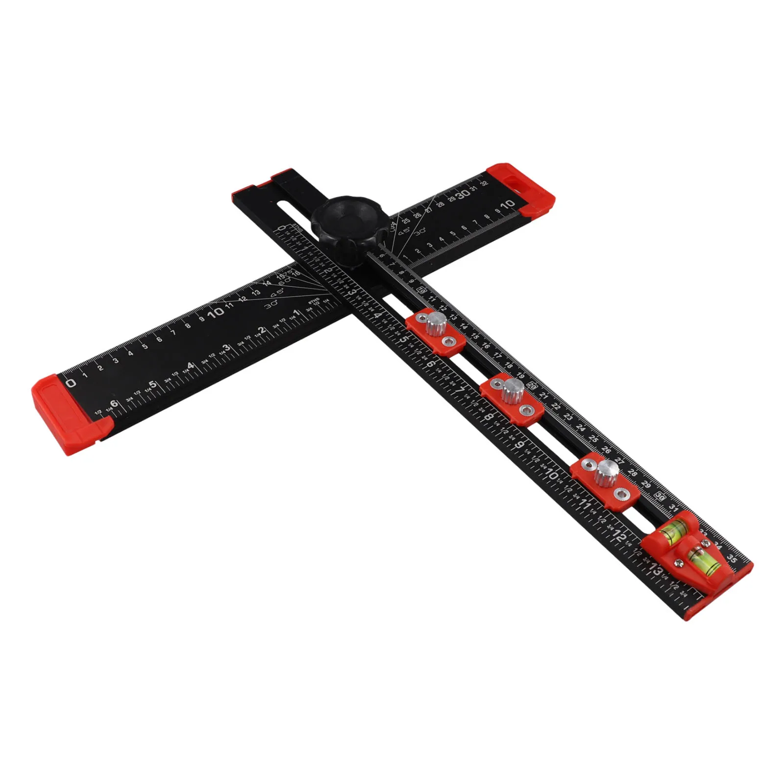 2-in-1 Ruler Adjustable Drilling Ruler For Accurate Drilling As Picture Adjustable Knob Angle Positioning Clear Scale