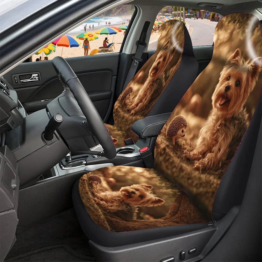 Car Seat Covers - Halloween Christmas New Year Easter Lucky Gift For Friends Premium Dog Hedgehog Tree Print Fit For Cars SUVs