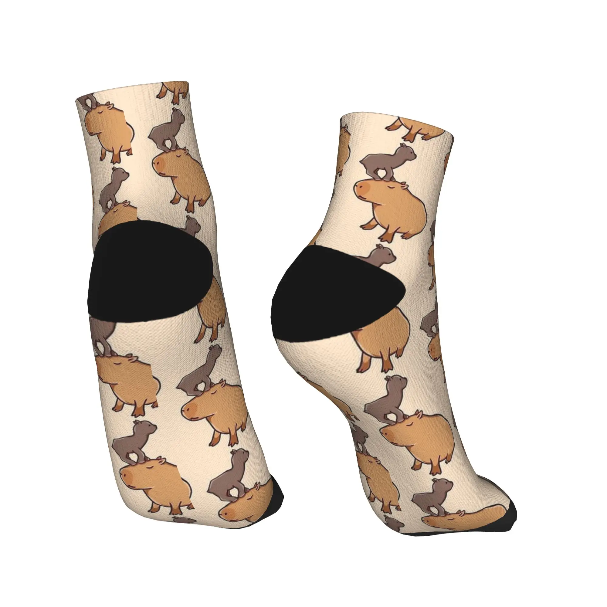 Capybara with a baby goat Ankle Socks Men  Quality Funny Sock Autumn Outdoor Sports Non Skid Design Socks Birthday Gift