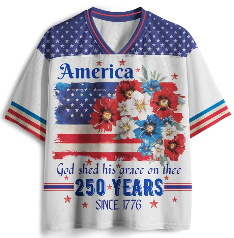250th Anniversary of The United States 1776 National Flag Flower Knitted T-shirt 3D Full View Faith Picture Retro Casual Top