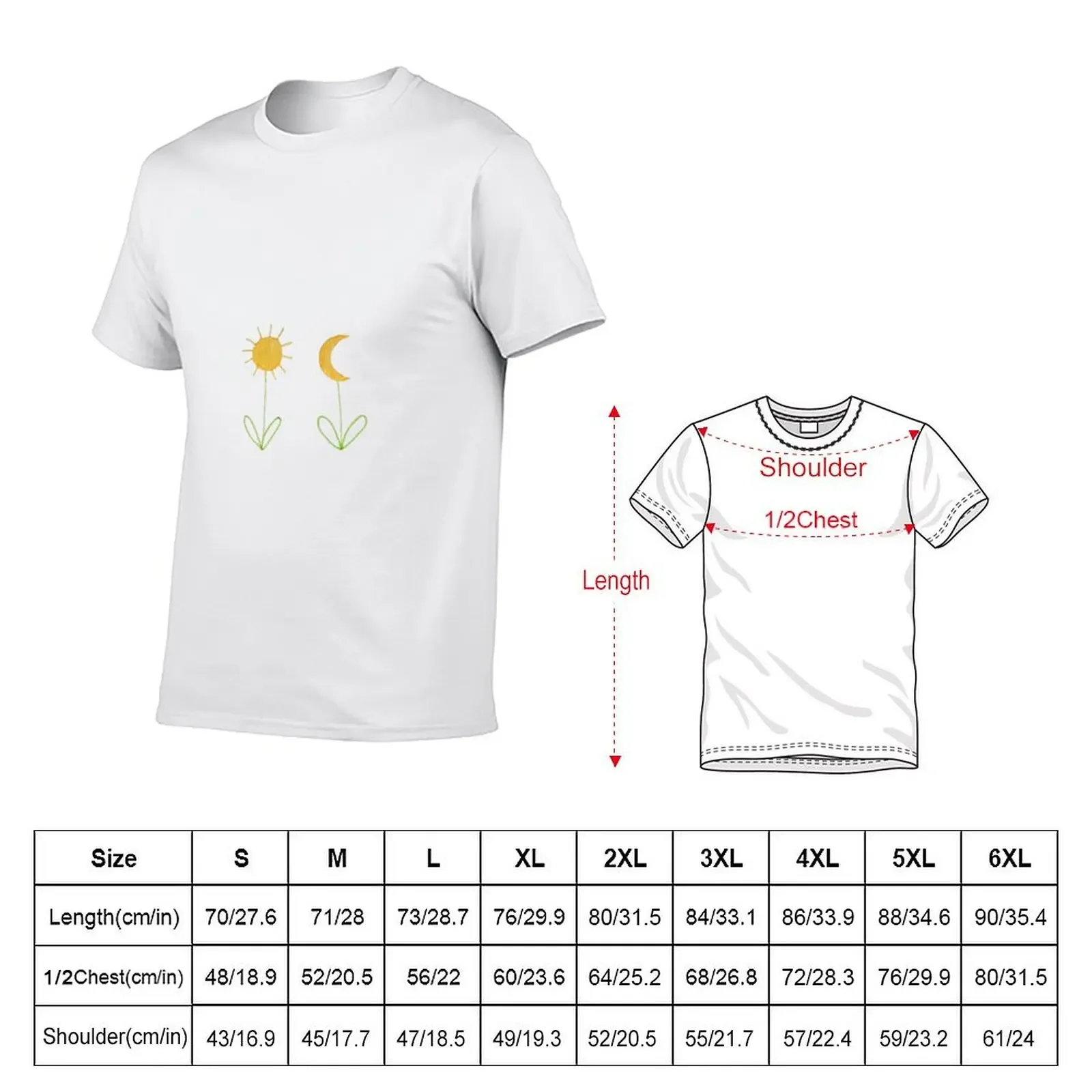 sun and moon flowers T-Shirt cute clothes anime stuff quick-drying plus size tops mens t shirts