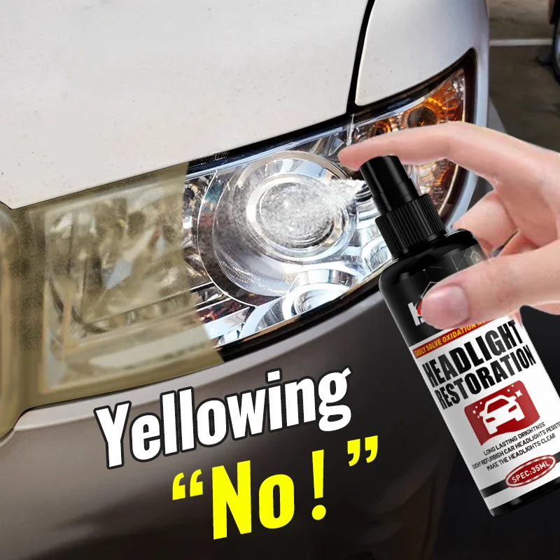 35ml Car Headlight Cleaner Spray Easy Use Oxidation Remover Restore Clarity For Foggy Yellowed Headlights