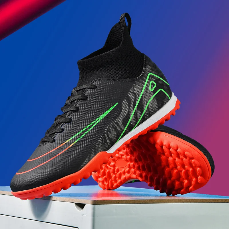 

Mens Football Shoes TF/FG High Top Lightweight Grass Training Football Boots Professional Competition Soccer Shoes for Man