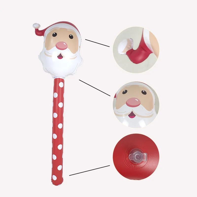 Christmas Inflatable Toys Cute Cartoon Elk Santa Claus Snowman Pattern Kids Favor Christmas Gifts Handheld Balloon Stick