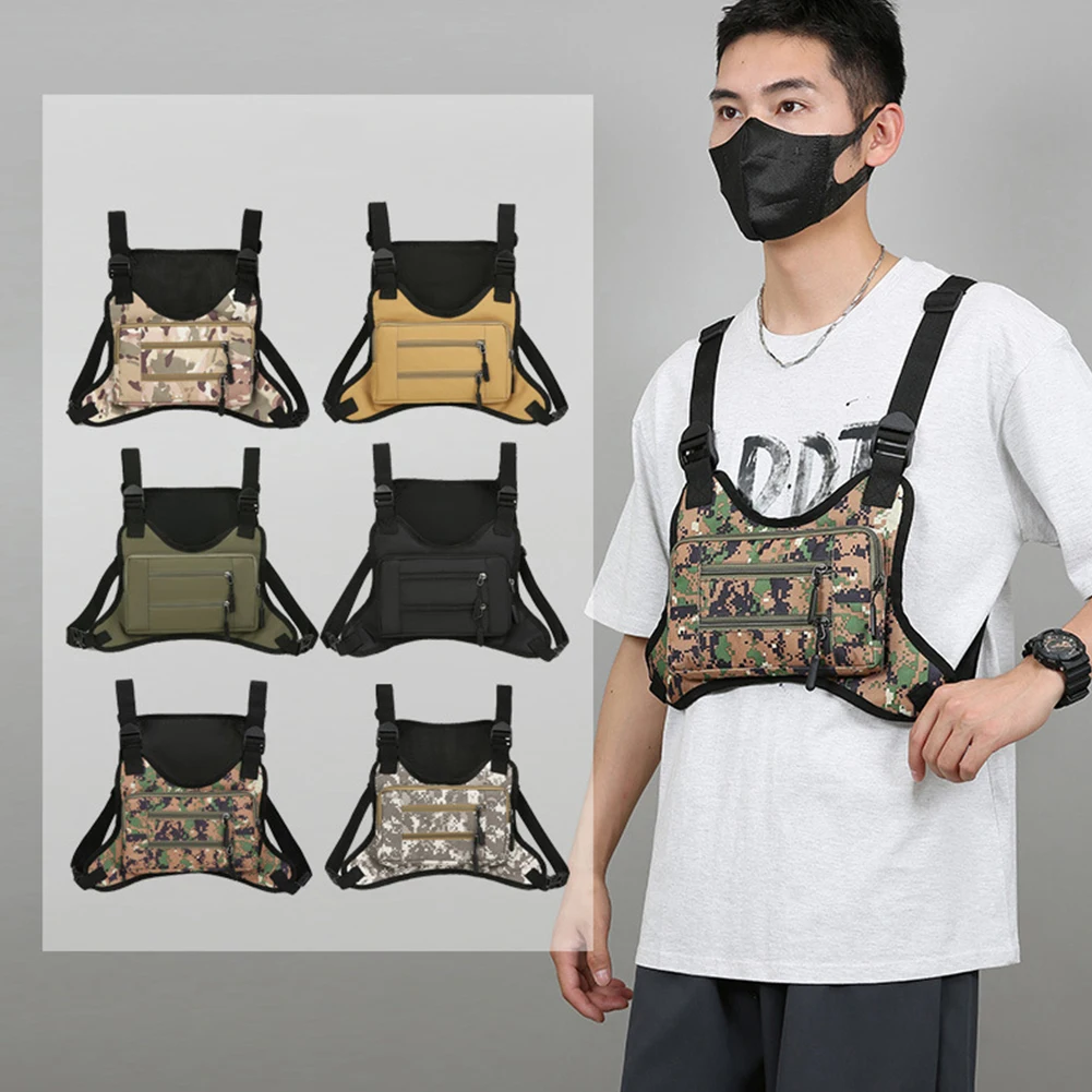

Fashion Chest Bag Waist Bag Hip-Hop Street Large Capacity Sports Pouch Multi-function Front Chest Pack Outdoor Running Vest Bag