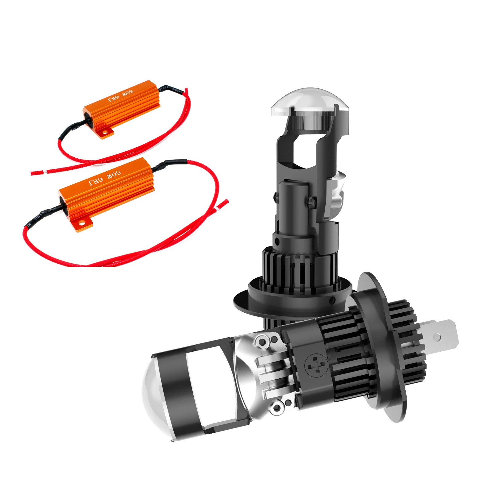 LED Car Headlight Bulb  H7 BI Led Projector Lens Combo 2pc 50W 6ohm LED  Load Resistor  6000K Mini Fog Lamp 12V LHD 13000LM