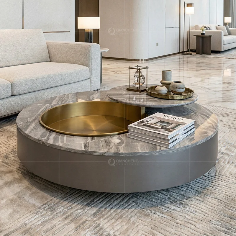 &* Italian Light Luxury Marble Coffee Table Customizable Wood Frame H672 Model Home Furniture Living Room High-end Hotel Villa