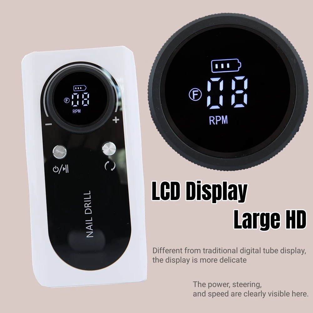 Perceuse à Ongles Rechargeable par USB, Machine de Manucure Professionnelle, Dissolvant de Polissage de Gel, Ensemble de Perceuses, Nail Art, Voix Basse, 45000 tr/min