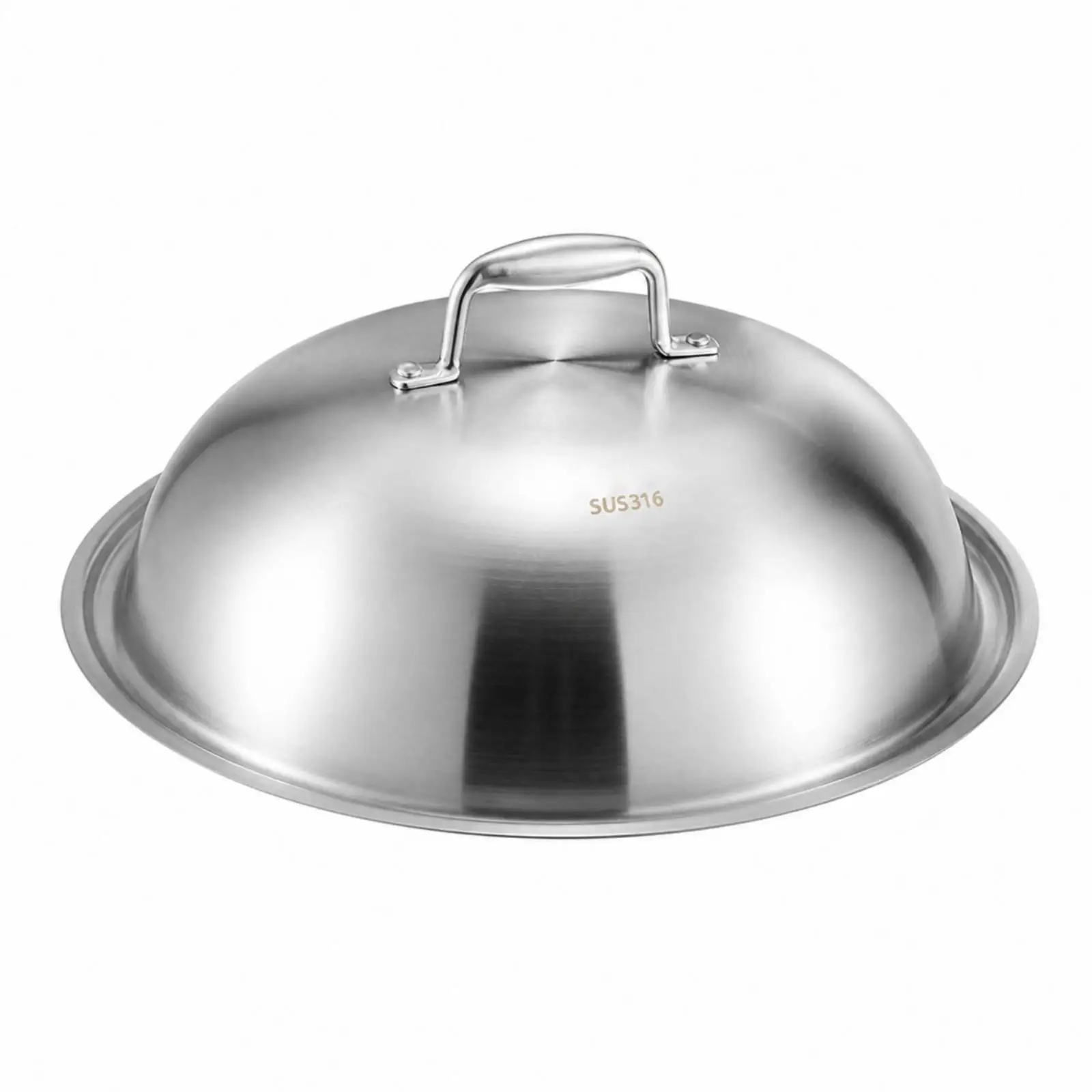 Sleek Silverton Finish Steel Pot Cover Universal Lid for Cooking Frying Pan with Secure Metal Handle