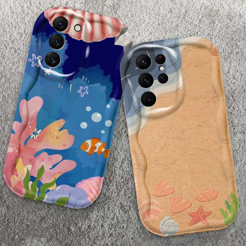 Watercolor Ocean Illustration Phone Case For Samsung Galaxy S26 S25 S24 S23 S22 S21 S20 FE Lite Plus Ultra Wave Oil