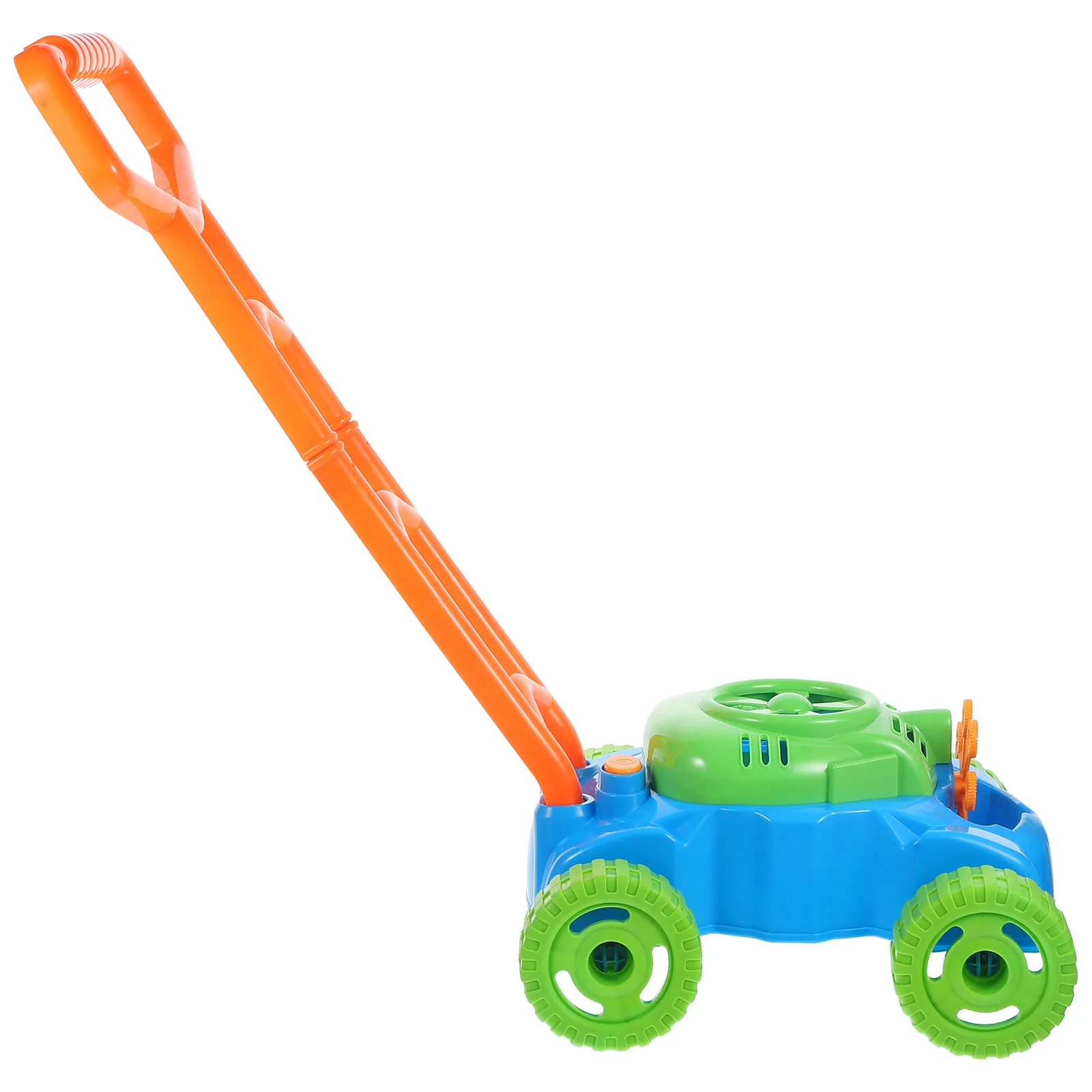 Bubble Mower For Kids Outdoor Play Automatic Bubble Machine Pushing Flexible Handle Safe Pretend Garden Game No