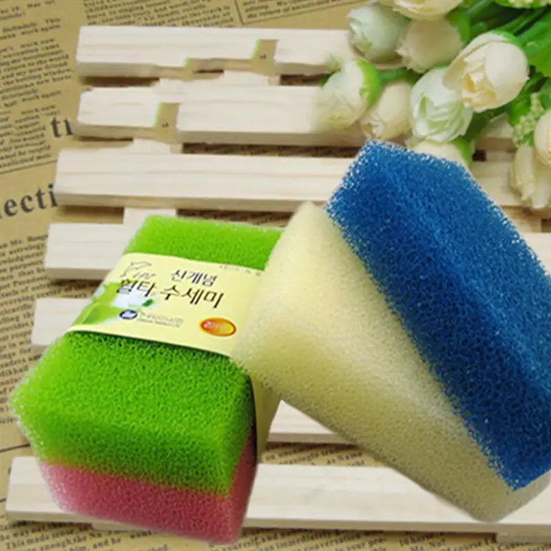 10pcs Simulation Loofah Scouring Pad Kitchen Dishwashing Sponge Cleaning Pad Sponge Paddish Scrubber Pads (Random Color)