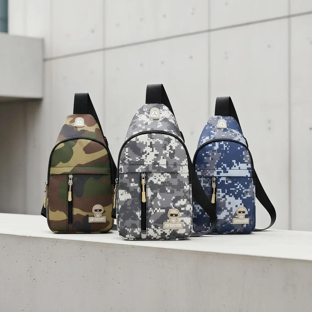 Mens Adjustable Chest Bag, One Shoulder Slant Cross Oxford Cloth Bag for Outdoor Mountaineering Cycling