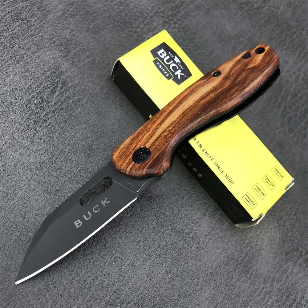 BK DA101 Folding Pocket Knife 440 Steel Blade Steel + Wood Handle High Quality Outdoor EDC Survival Camping Hiking Hunting Tool