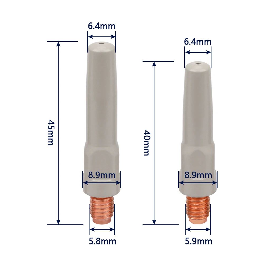 Temperature Resistant M6 40/45MM tip MIG Torch Welding Gun Coated Contact Tips For 200A 350A 500A CO2 Torch Welding Accessories