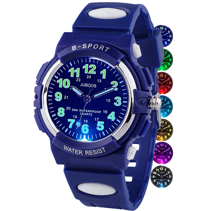 Socico Children's Watches for Boy Girl Color LED Display Digital Alarm Clock Waterproof Sports Kids Wristwatches