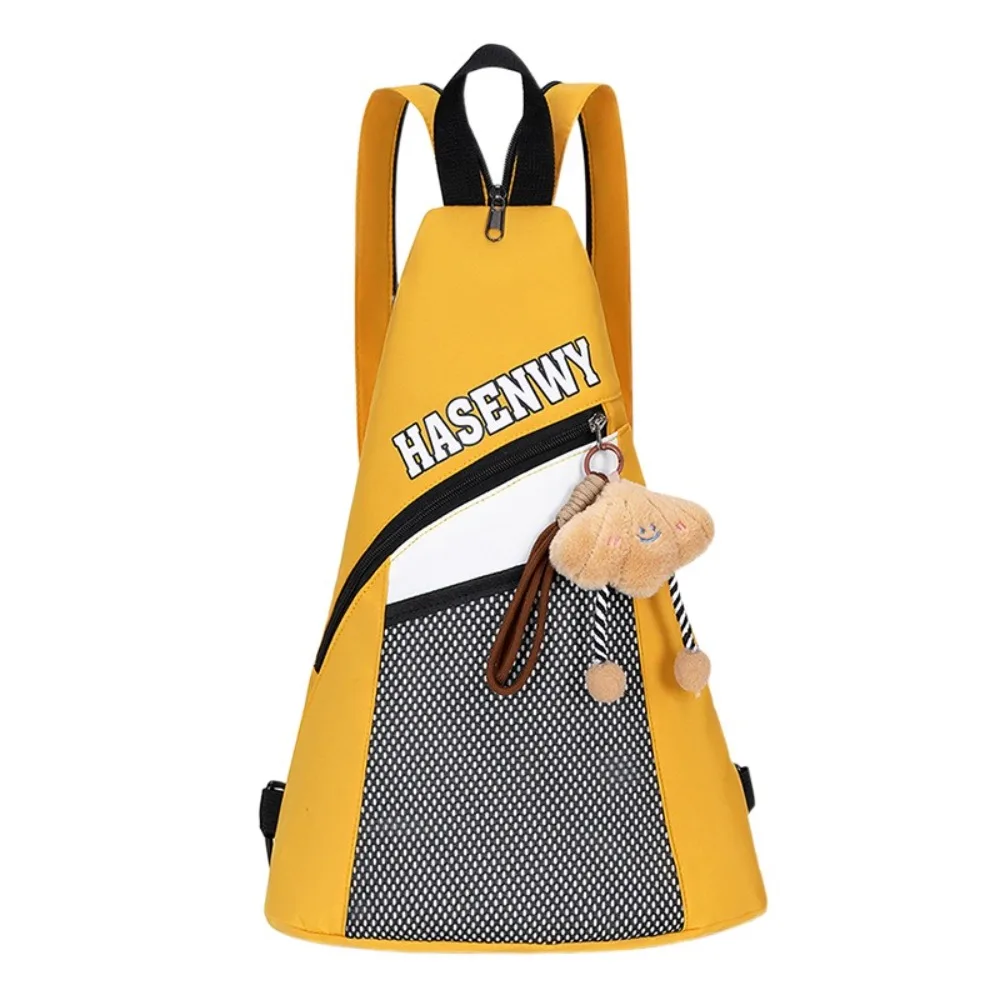 

Cute Oxford Triangular Backpack Large Capacity Multifunctional Single Daypack With Pendant Y2k Crossbody Bag Girls