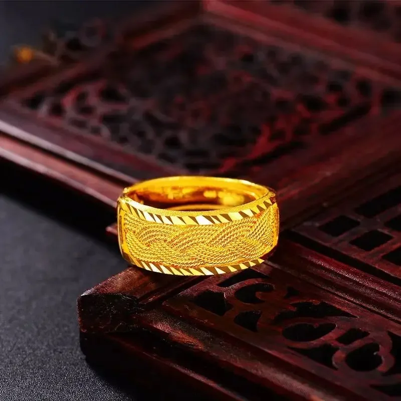 Exquisite Gold Color Adjustable Twist Ring Couples Ring Women Gold Rings Wedding Birthday Fine Jewelry Gift