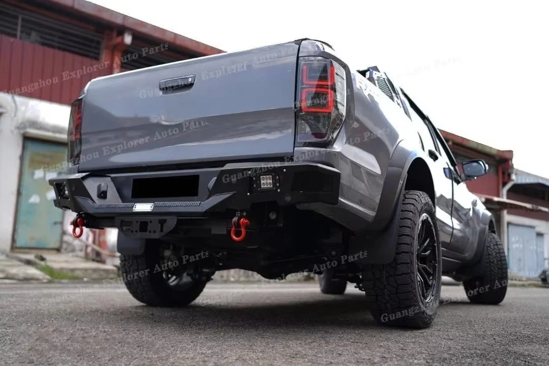 Steel Rear Bumper for Ford Ranger 2012-2021 T6 T7 T8 Raptor Heavy Duty Off-Road Step Towing Bar with LED Lights D-Ring Shackles