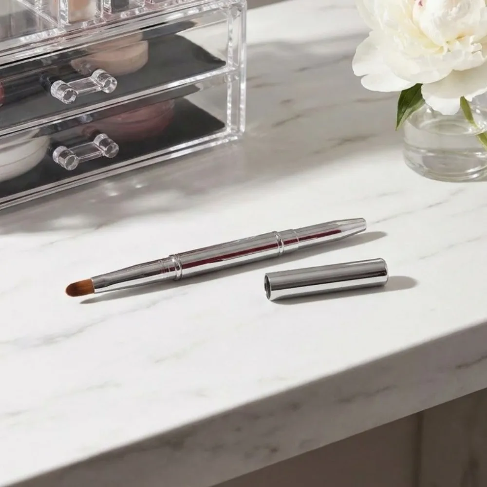 Telescopic Retractable Lip Brush Brow Brush Lip Liner Lip Gloss Brush Double-headed with Protect Cap Lipstick Brush Dustproof