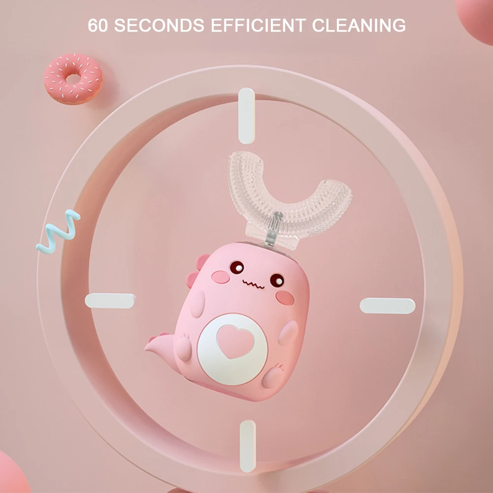 Children'S Electric Toothbrush Food Grade Silicone Oral 360 Degree Automatic Usb Charging Smart Children'S Toothbrush U-Shaped image 5