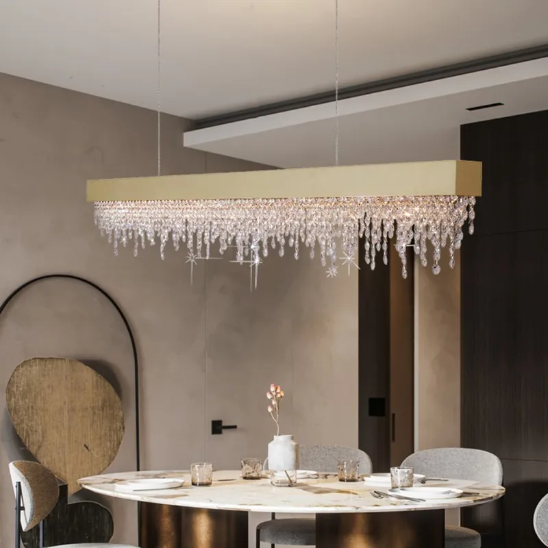 French With Sense Of Luxury Creative Art Crystal Chandelier Stainless Steel Modern Design Living Room Kitchen Lighting Fixture