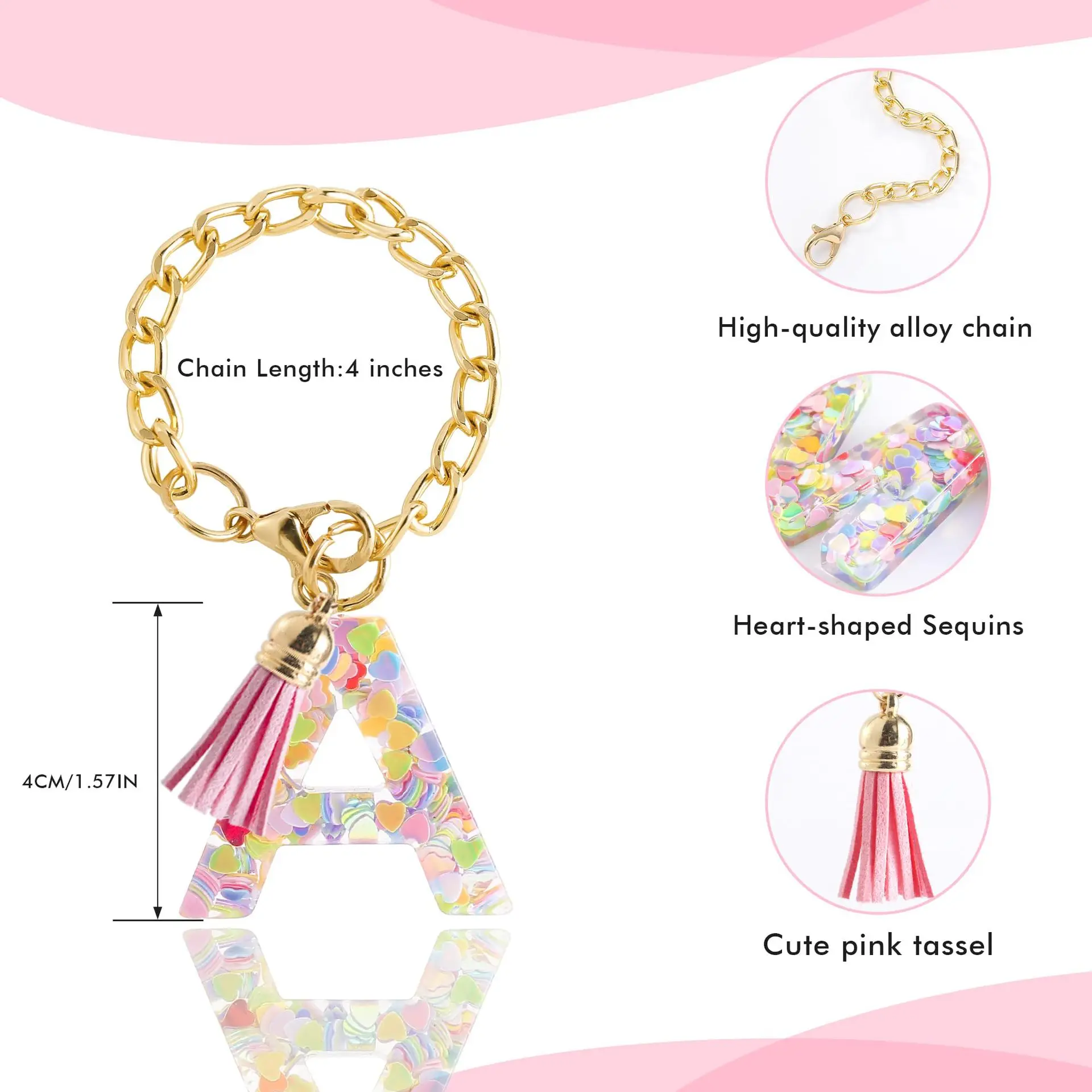 Letter Charm Accessories for Stanley Cup 1 PCS Cute Initial Keychain Handle Charm for Stanley Tumbler for Women Girls - view 4