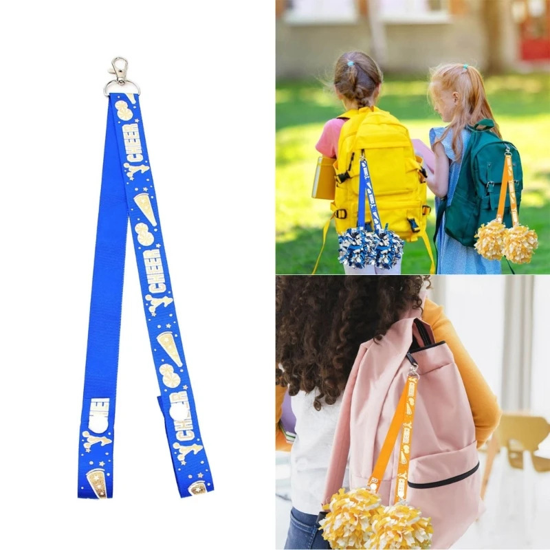 10Pcs Cheer Bows Holder Pompoms Strap Lanyard Storage Equipment with Snaps Adjustable Cheer Pompon Holder for Teen Girl