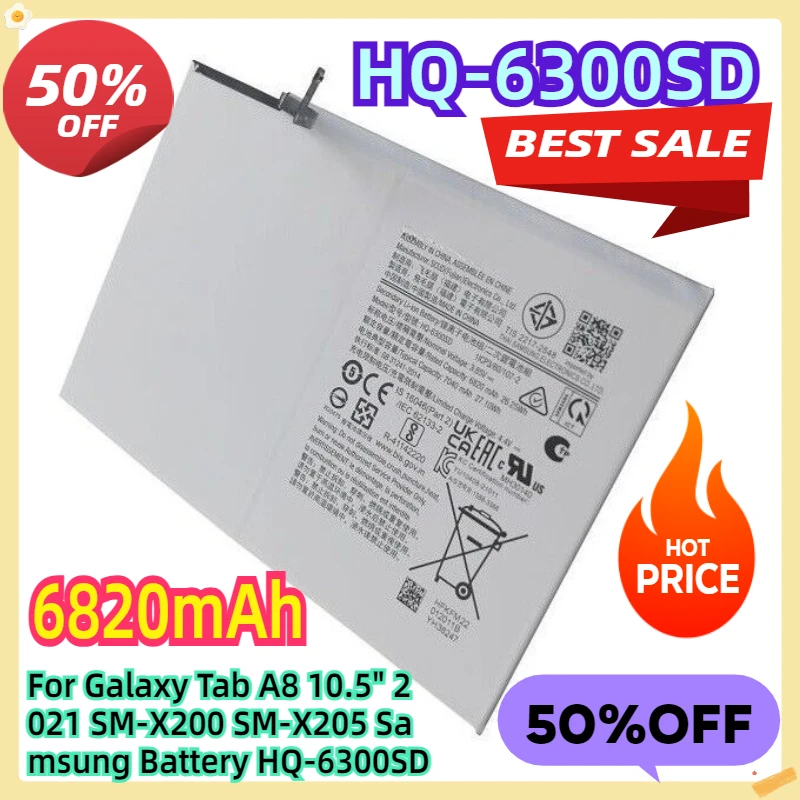 

For Galaxy Tab A8 10.5" 2021 SM-X200 SM-X205 Samsung Battery HQ-6300SD