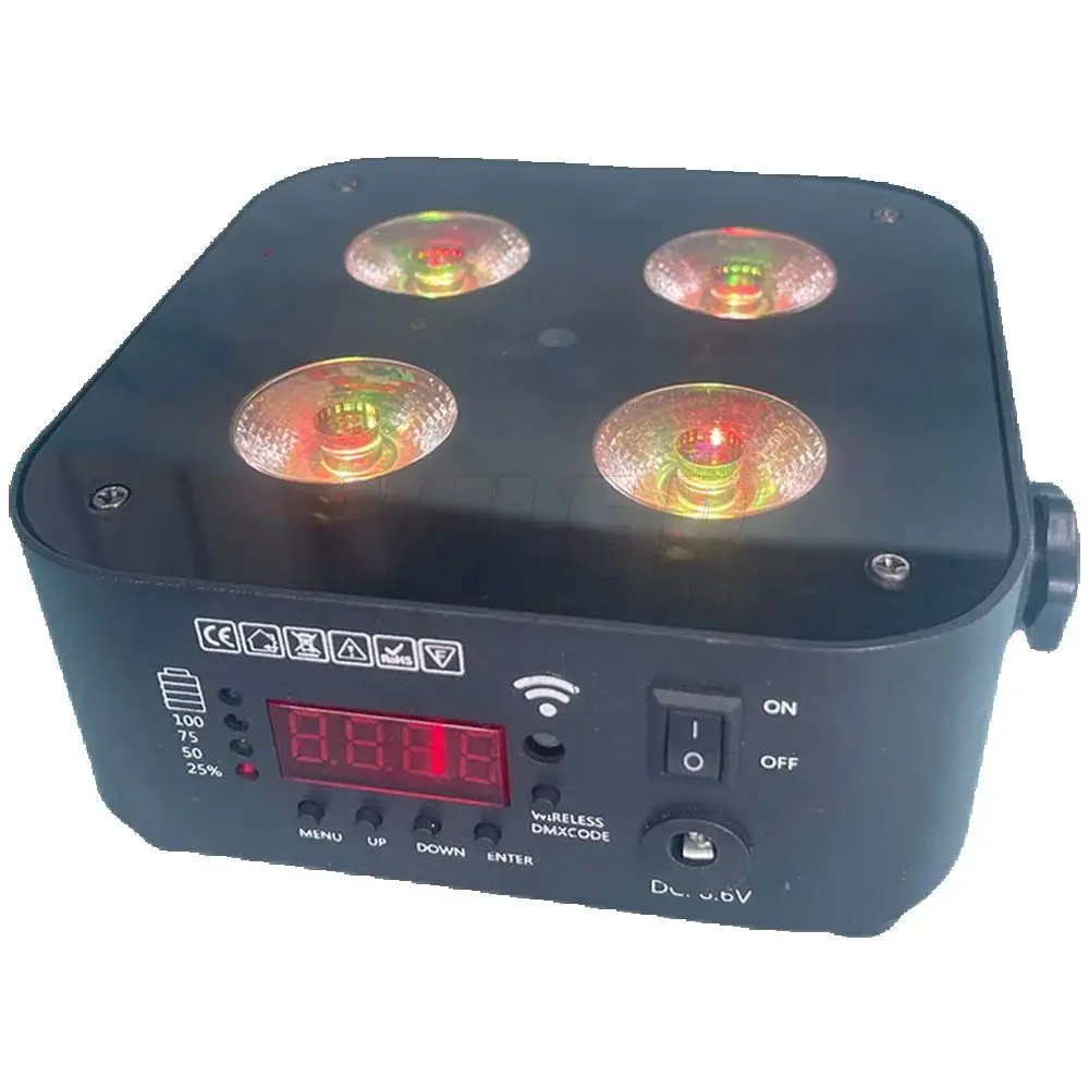 4PCS/LOT LED 4x15W RGBWA-UV Wireless DMX APP Remote Control Wall Wash Effect Strobe For Dj Disco Indoor Party Floor Par Light