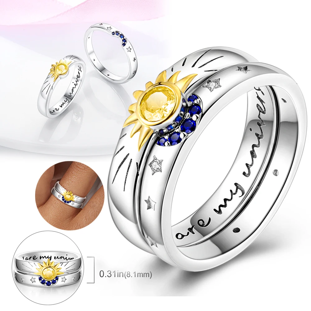 Timeless 925 Sterling Silver Lovers&Sisters' Sun Love Ring Romantic Dating Jewelry That Expresses Love