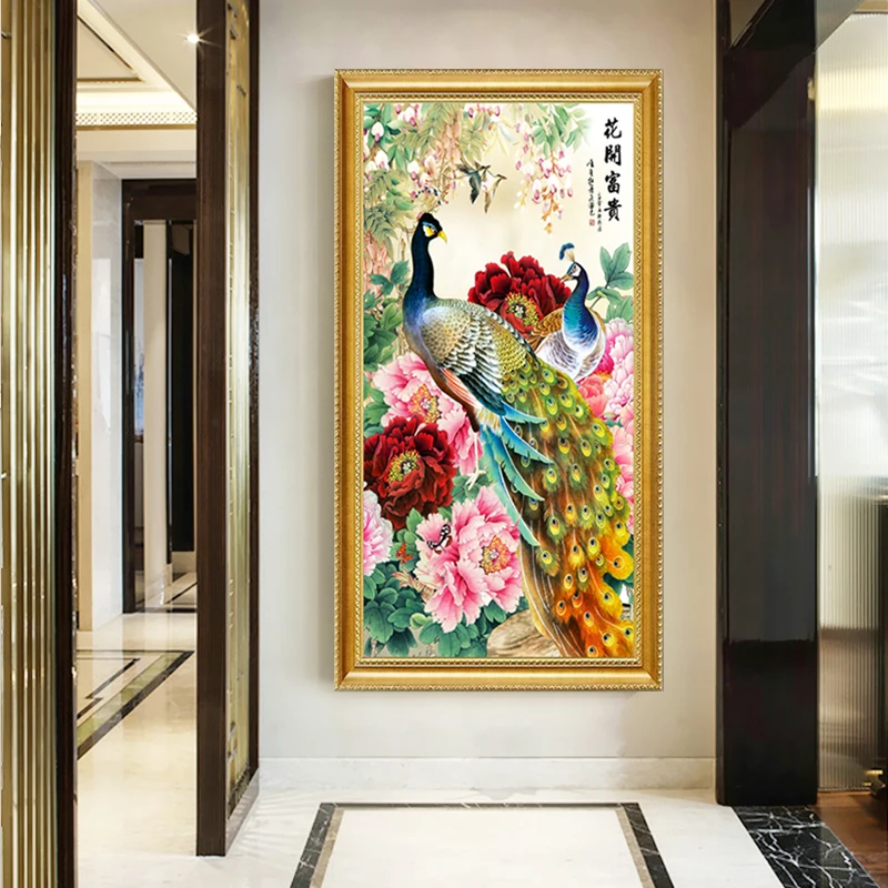 

Набор для вышивания крестиком: Картина с цветами пейсли, символизирующими богатство и процветание, в новом китайском стиле, для гостиной, из хлопковой ткани.