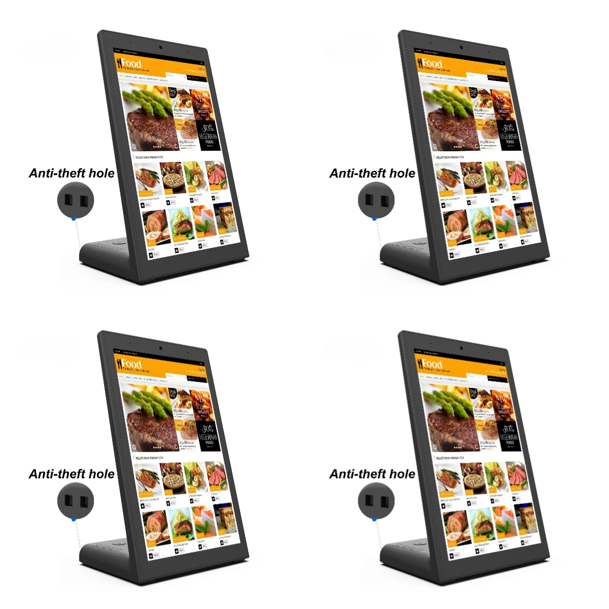 L Shape 10.1 Inch Touch Screen RK3568 Rj45 Option NFC 2+16GB Restaurant Food Menu Order Android 11 Tablet