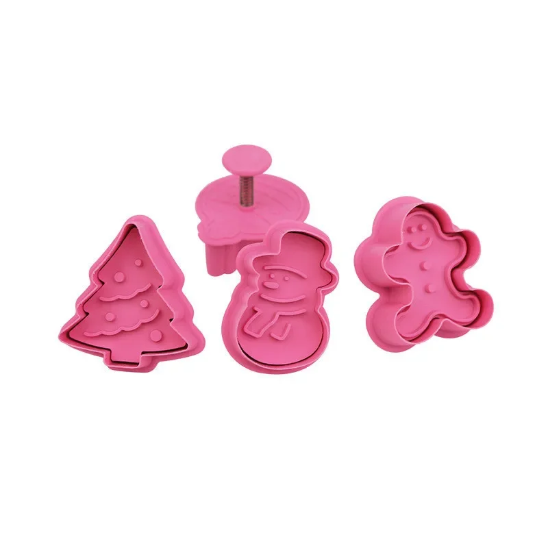 New 4PCS/Set Christmas Silicone Cookie Cutters Xmas Tree Gingerbread Man Bauble Shapes Non-Stick Reusable Baking Molds