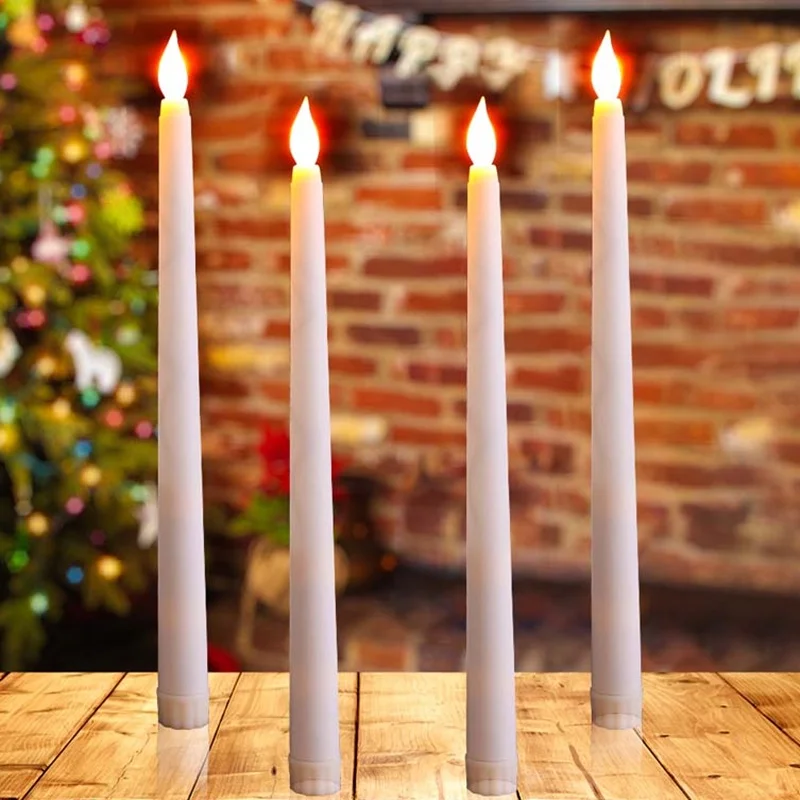 Long LED Candles Flameless Battery Powered Pointed Candle Light Decorative Flickering Candle Lighting For Home Event Christmas