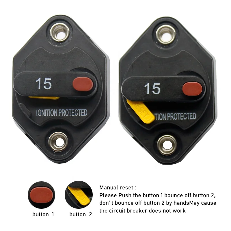 車のオーディオアンプ回路ブレーカー,ヒューズホルダー,アダプター,手動リセットボタン付き,10a,15a,20a,12v,32v