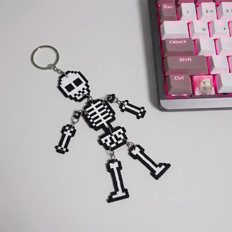 Pixel Skull Acrylic Creative Keychain Pendant Bag Charm Key Ring Gifts
