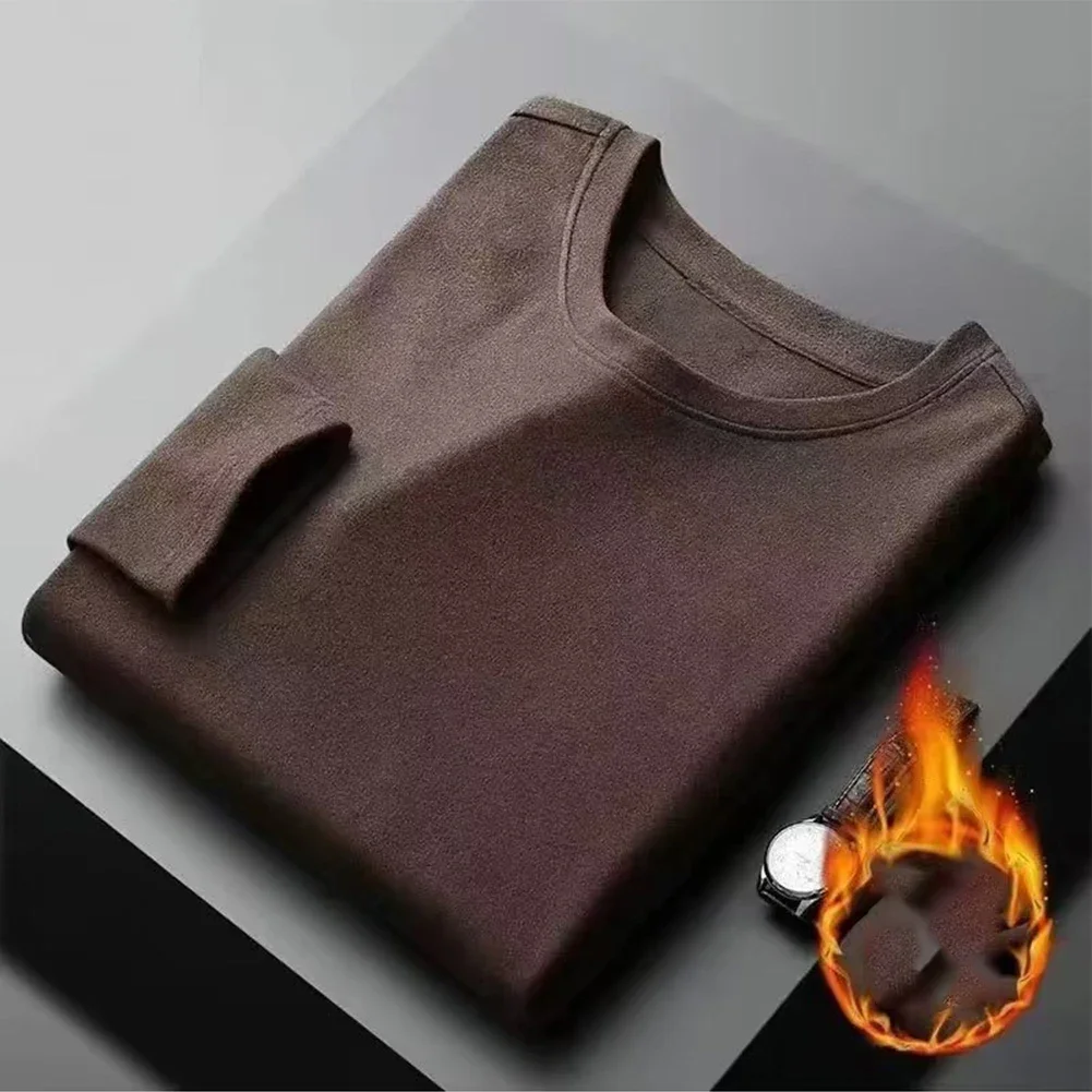 New Men Warm Winter Thermal Underwear Tops Slim Undershirt Thicken O Neck Long Sleeve Pullover T Shirt For Man Clothing