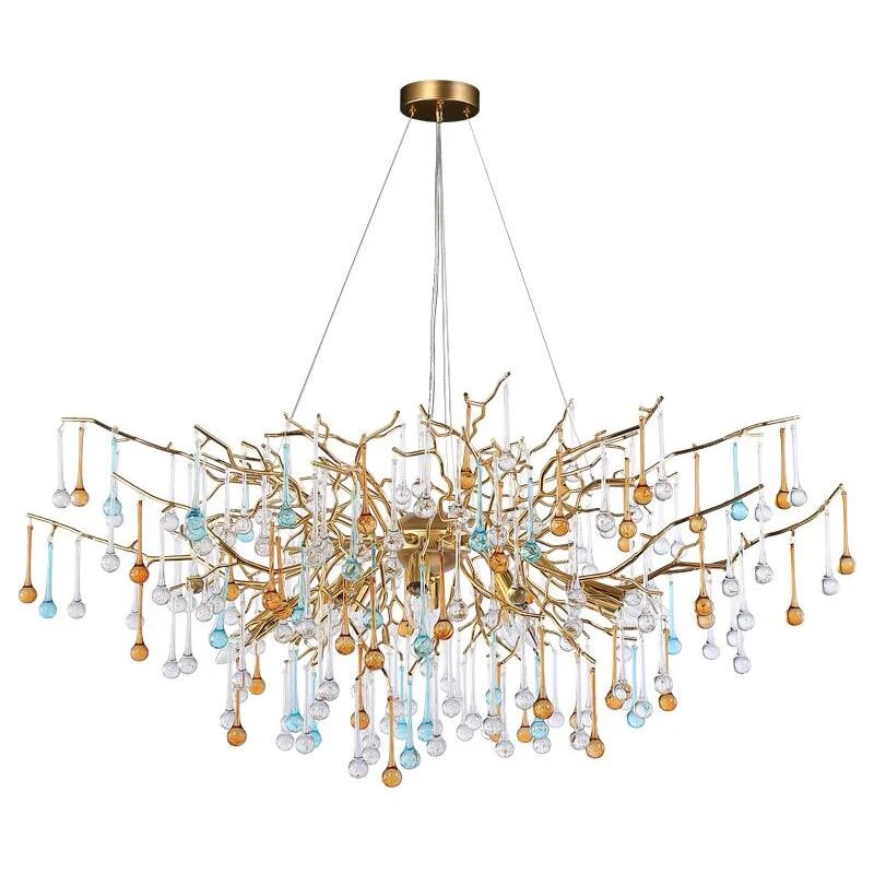 

Luxury twig crystal chandelier LED interior decoration lighting for living room bedroom wedding decorative lights